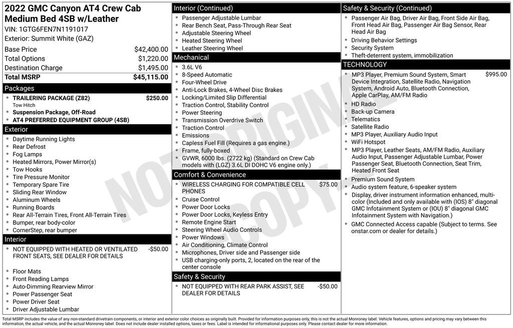 2022 GMC Canyon 4WD Crew Cab Short Box AT4 - Leather