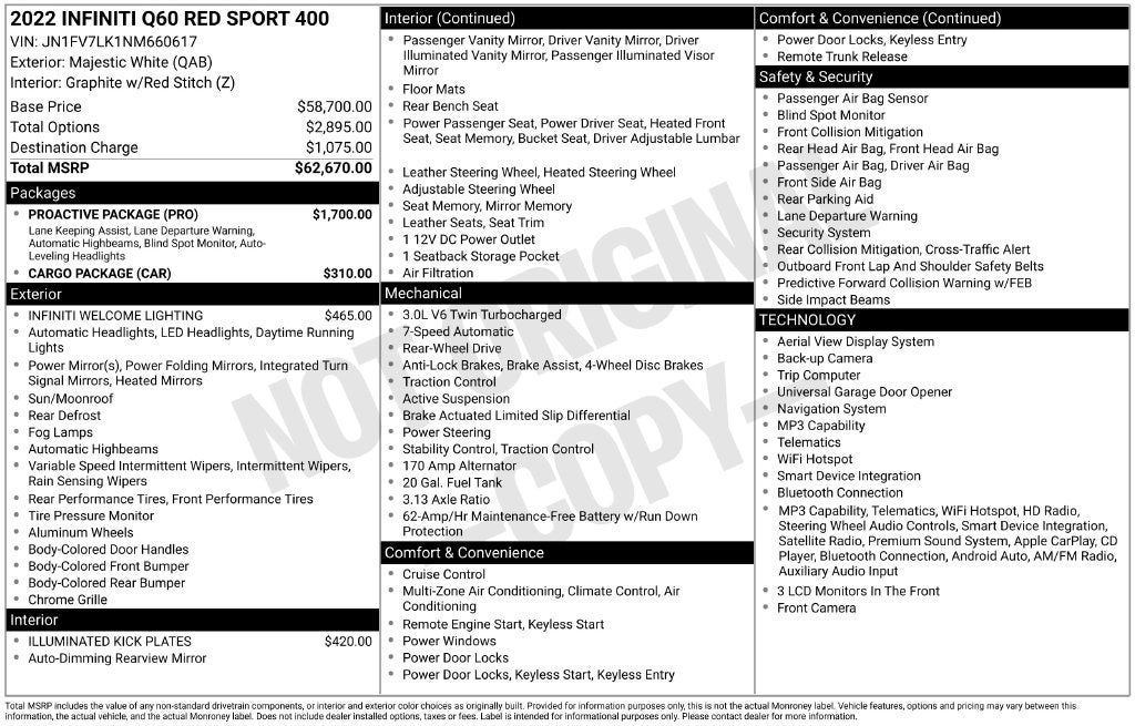 2022 INFINITI Q60 RED SPORT 400 RWD