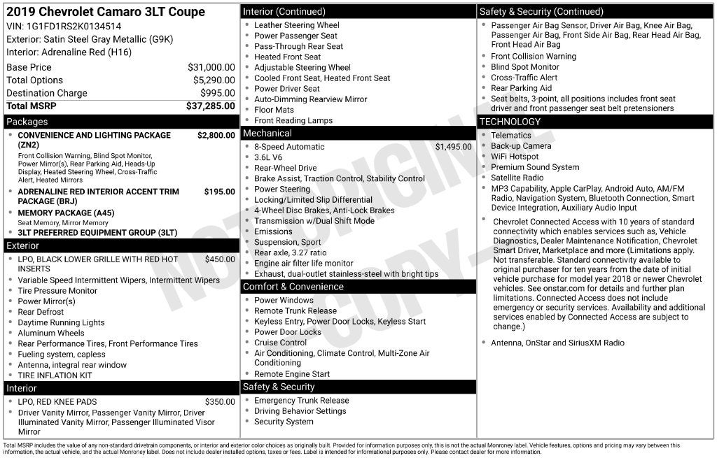 2019 Chevrolet Camaro 3LT