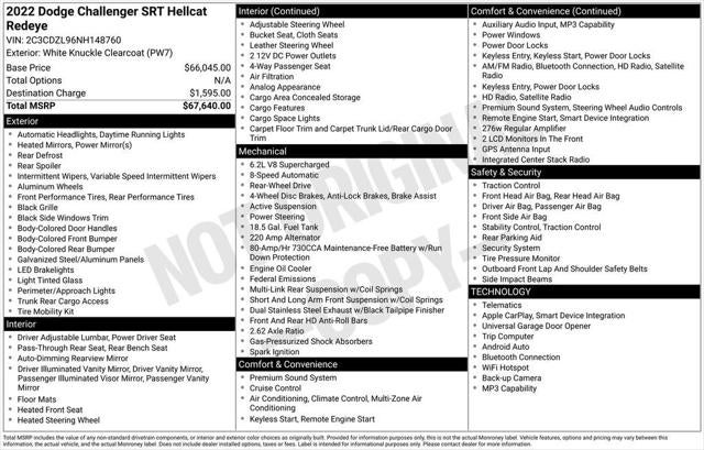 2022 Dodge Challenger SRT Hellcat Redeye