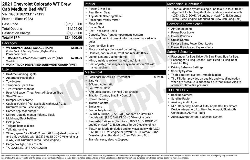 2021 Chevrolet Colorado 4WD Work Truck