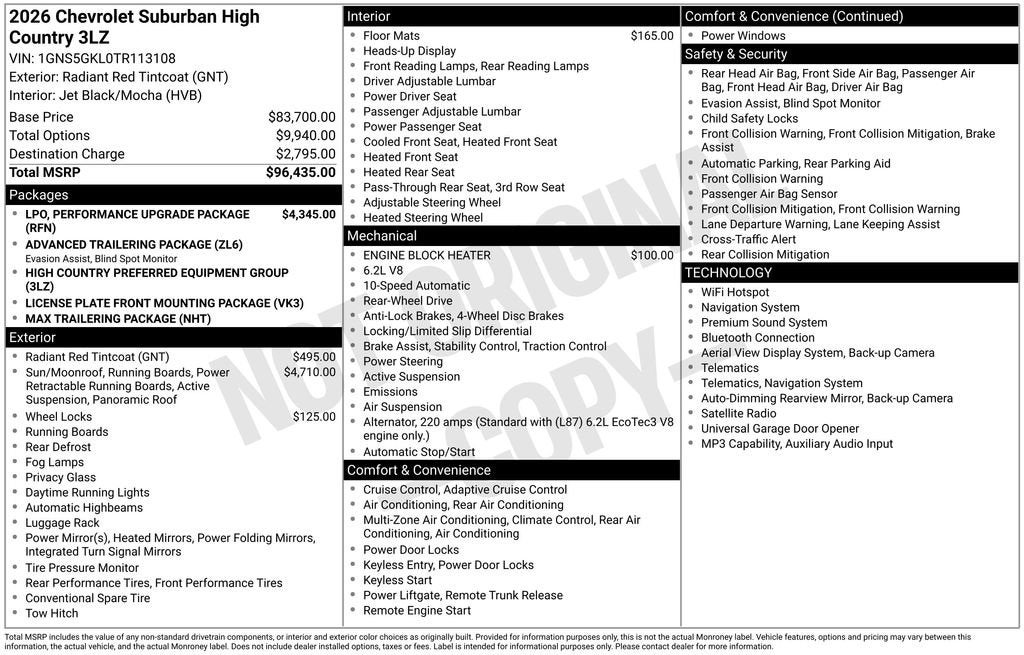 2026 Chevrolet Suburban High Country