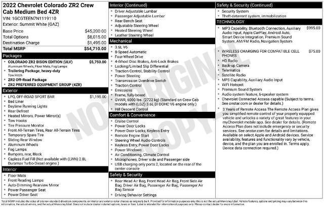 2022 Chevrolet Colorado ZR2