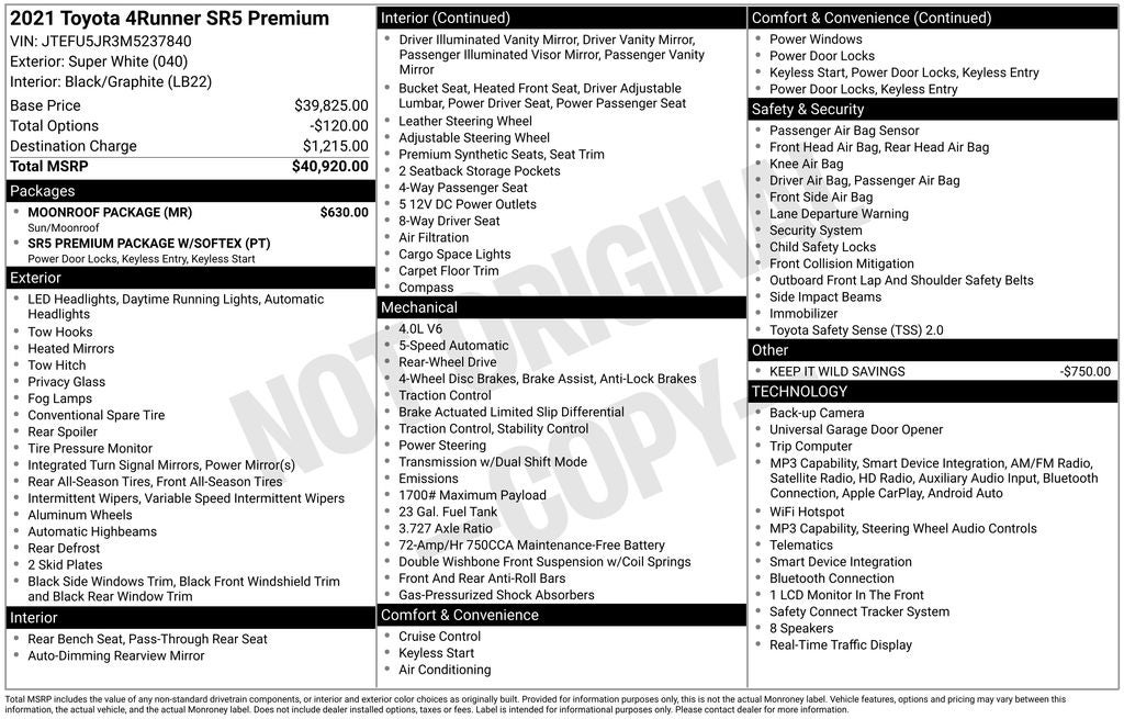 2021 Toyota 4Runner SR5 Premium
