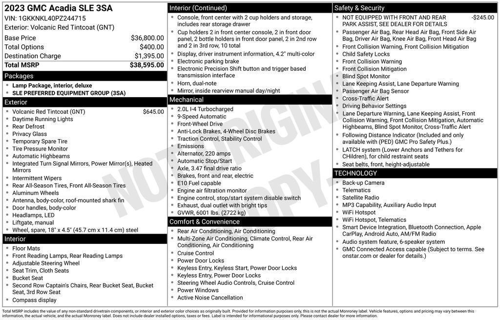 2023 GMC Acadia SLE